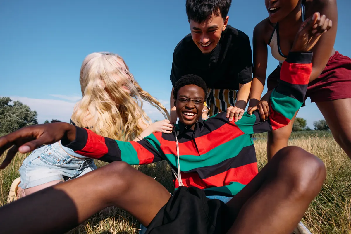 A group of friends laughing together