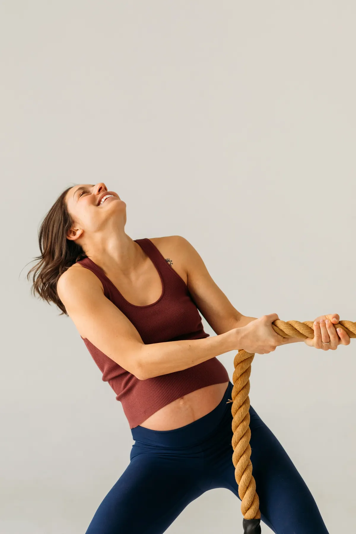 A woman working out at home